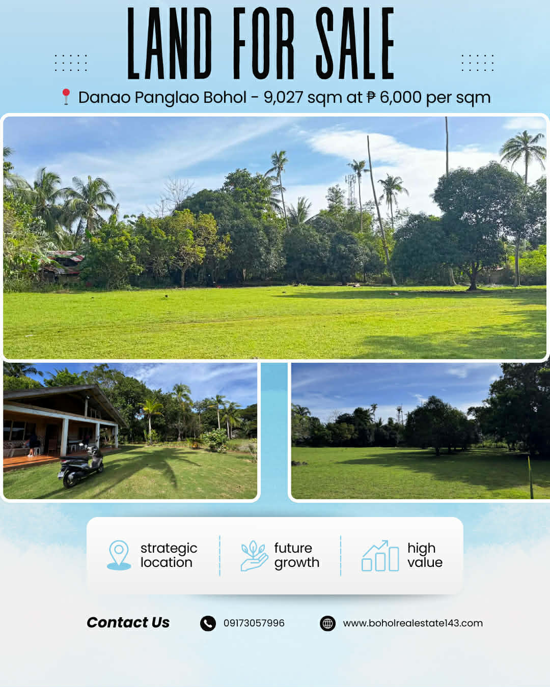 Substantial Property For Sale in Danao Panglao – 9,027 sqm : 6,000 per sqm. Total Price : 54,162,000
